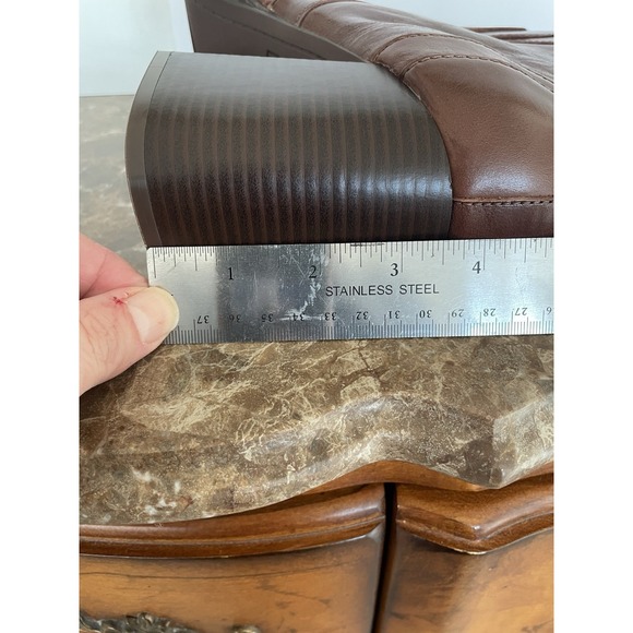 Nine West Donald Brown Leather Square Toe Platform Boot Block Heel Retro 10 NIB - Picture 11 of 12